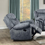 Acme Zubaida Velvet Horizontal Upholstered Glider Recliner In 2-Tone Gray