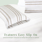 Elegant Comfort Ultra Soft Set Of 2 Striped Print Pillowcases - 1500 Premium Hotel Quality Microfiber, Soft And Smooth Envelope Closure 2-Piece Pillow Covers - Standard/Queen, Traci Linen