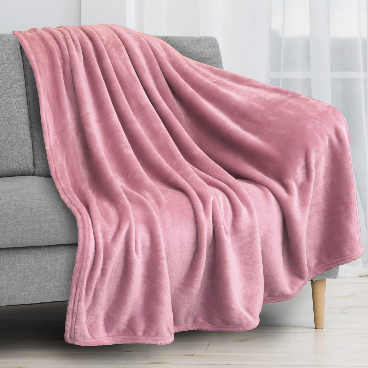 Pavilia Fleece Blanket Throw | Super Soft, Plush, Luxury Flannel Throw | Lightweight Microfiber Blanket For Sofa Couch Bed (Blus