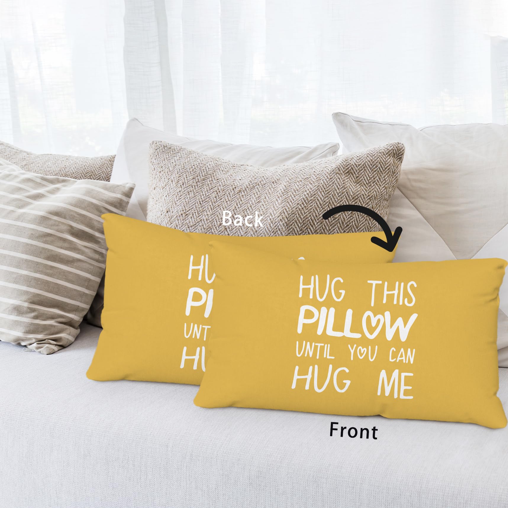 Sufamb Hug This Pillow Until You Can Hug Me Throw Pillow Covers Decor For Bedroom,12''X20'' Pillow Case, Boyfriend Girlfriend Bi