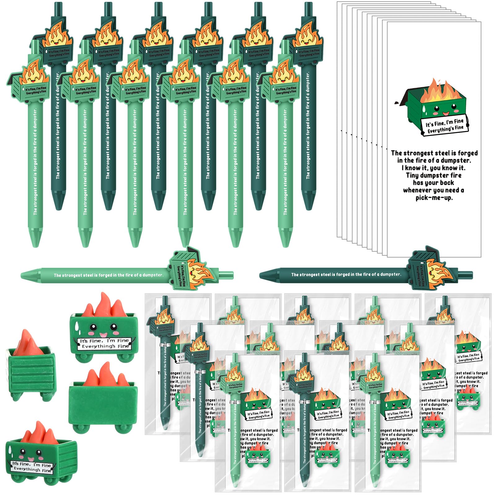 Sayglossy 12 Set Dumpster Desk Accessories Positive Employee Appreciation Gift Bulk Thank You Pen Mini Figurine Inspirational Bo