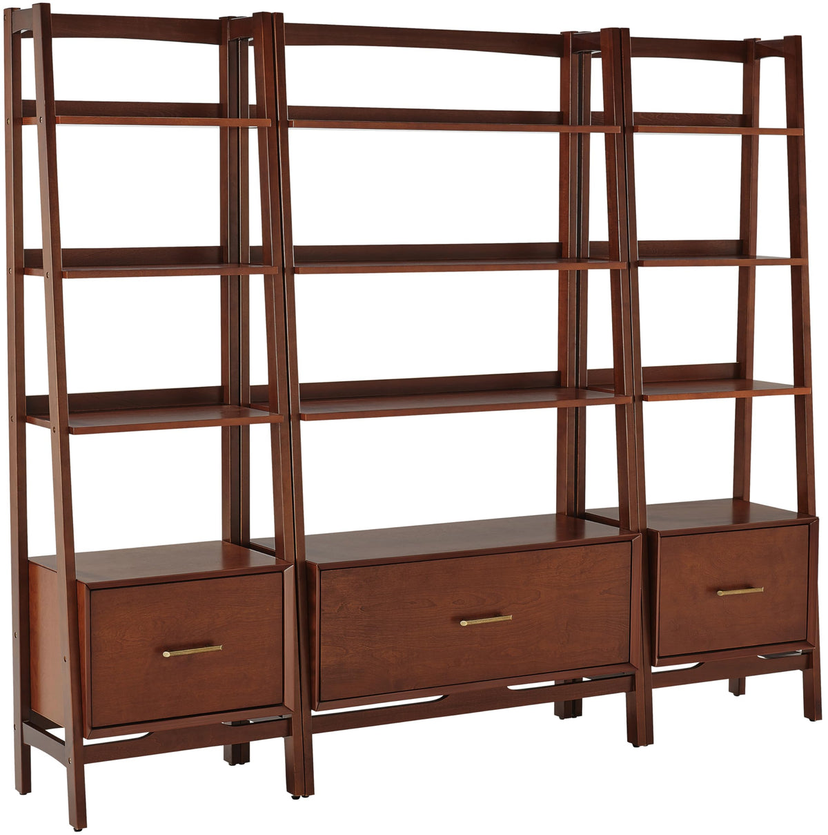 Crosley Furniture Landon 3-Piece Bookshelf Etagere Set, Bookcase With Shelves And File Drawers, Mahogany