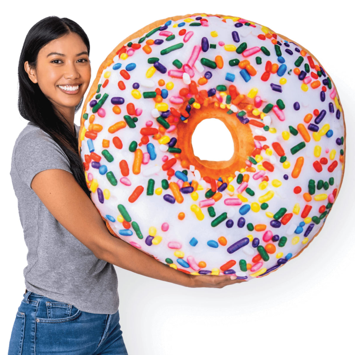Much Comfort 31' 3D Sprinkle Donut Throw Pillow - Made With Super Soft & Ultra Premium Fabric - Cute, Comfortable, Plush Stuffe