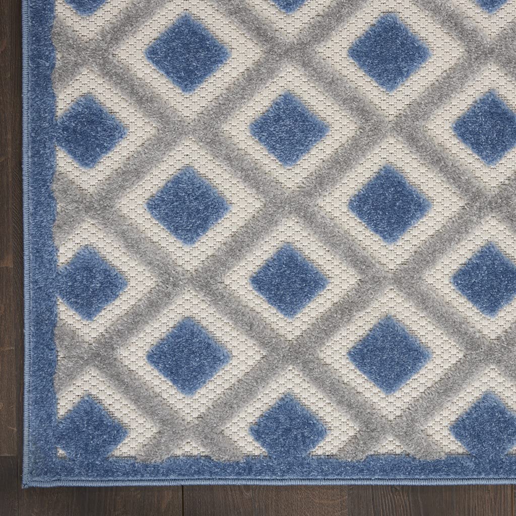 HomeRoots Blue/Grey 100% Polypropylene 6’ x 9’ Blue and Gray Indoor Outdoor Area Rug