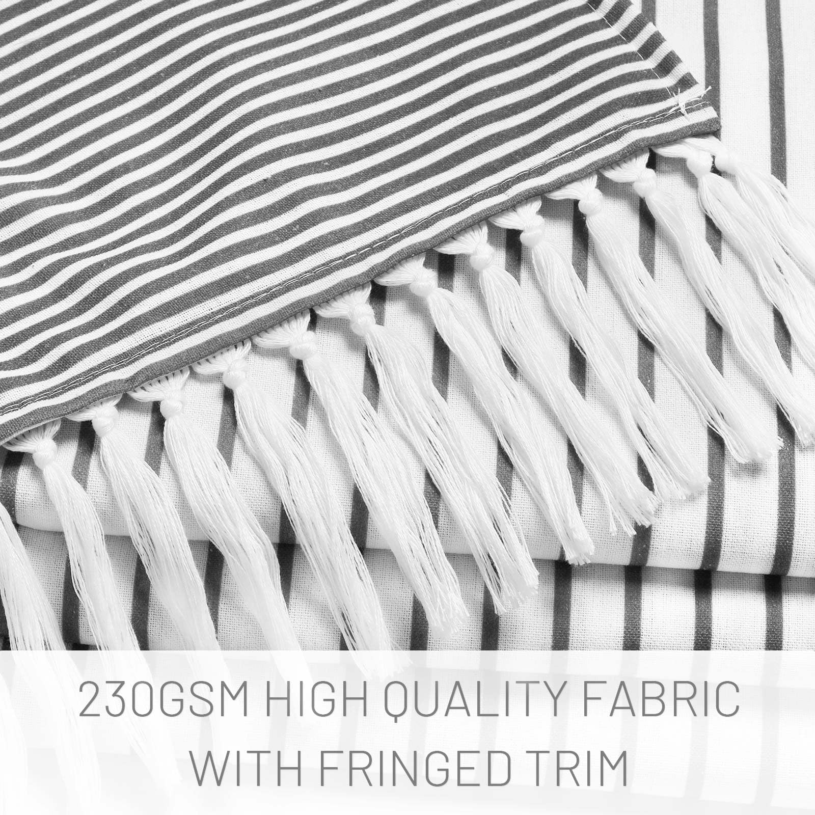 Awellife Gray Shower Curtain For Bathroom Stripe Tassel Shower Curtain 60 X 72 Farmhouse Linen Boho Dark Grey