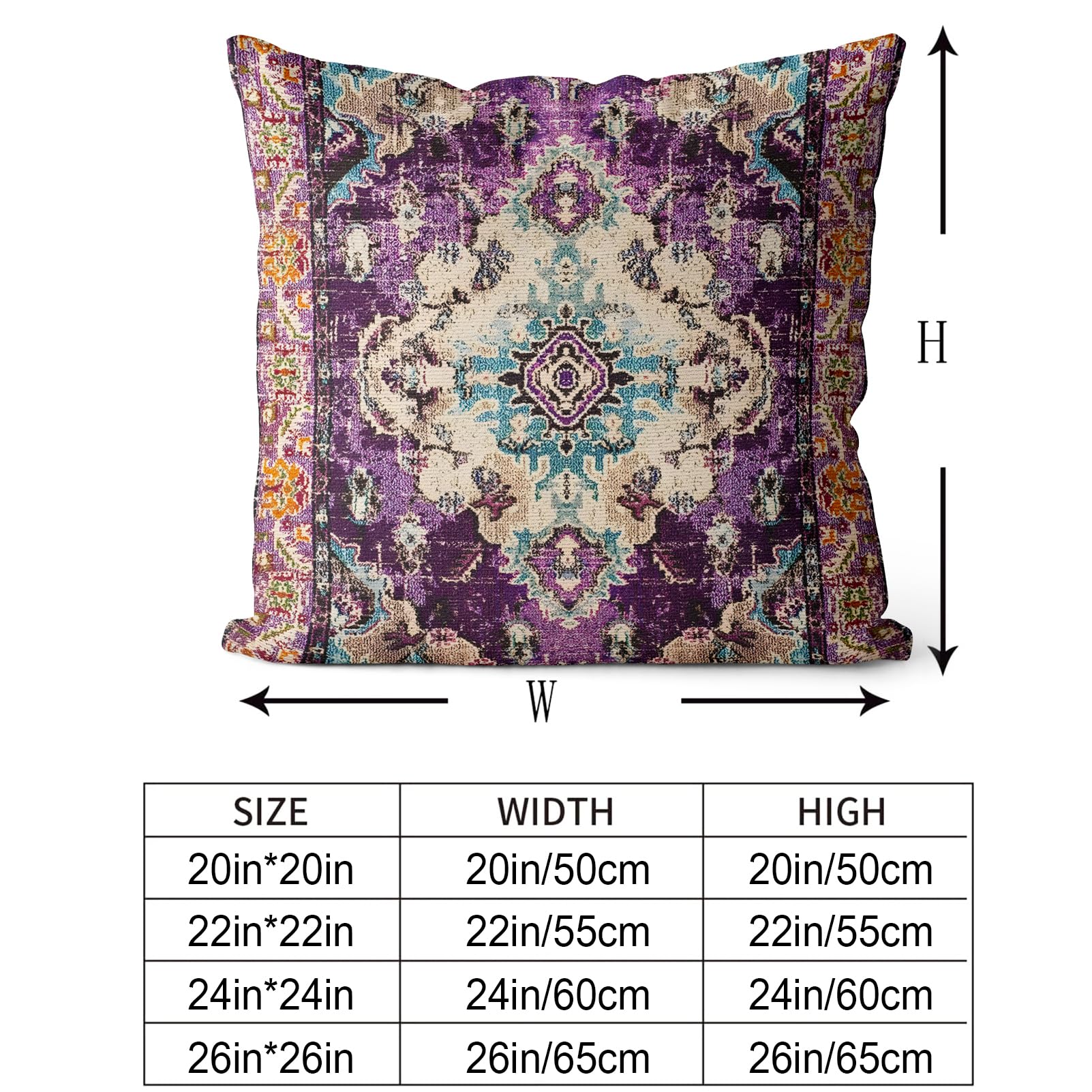 Snycler Boho Throw Pillow Covers 26X26 Inch Set Of 2 Boho Rug Carpet Double Sided Pattern Cotton Soft Pillow Case Cushion Cover