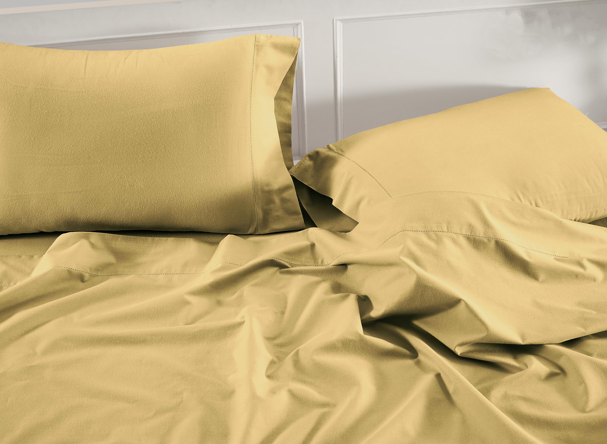 Lane Linen 100% Organic Cotton King Size Pillow Cases Set of 2 - 20x36 - Certified Organic Cotton - Yellow - Cocoon