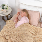 Tuddrom Decorative Extra Soft Faux Fur Blanket Twin Size 70'' X 78'',Solid Reversible Fuzzy Long Hair Shaggy Blanket,Fluffy Cozy