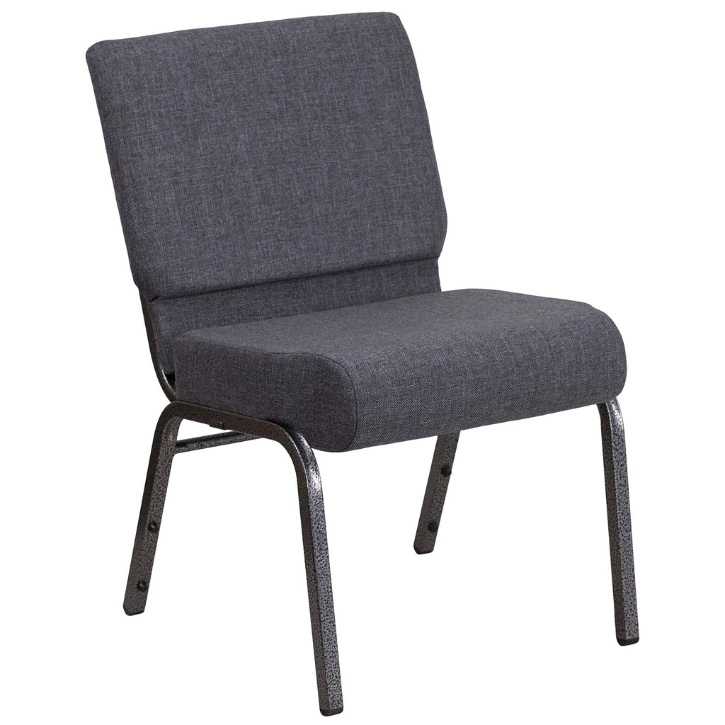 Flash Furniture Hercules Series 21''W Church Chair In Dark Gray Fabric - Silver Vein Frame