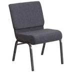 Flash Furniture Hercules Series 21''W Church Chair In Dark Gray Fabric - Silver Vein Frame