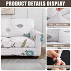 Searchi Stretch Sofa Cover Printed Couch Cover, Floral Pattern 4 Pieces Sofa Slipcover With 3 Separate Cushion Cover, Washable Furniture Protector For Living Room(Sofa, Autumn Leaves)