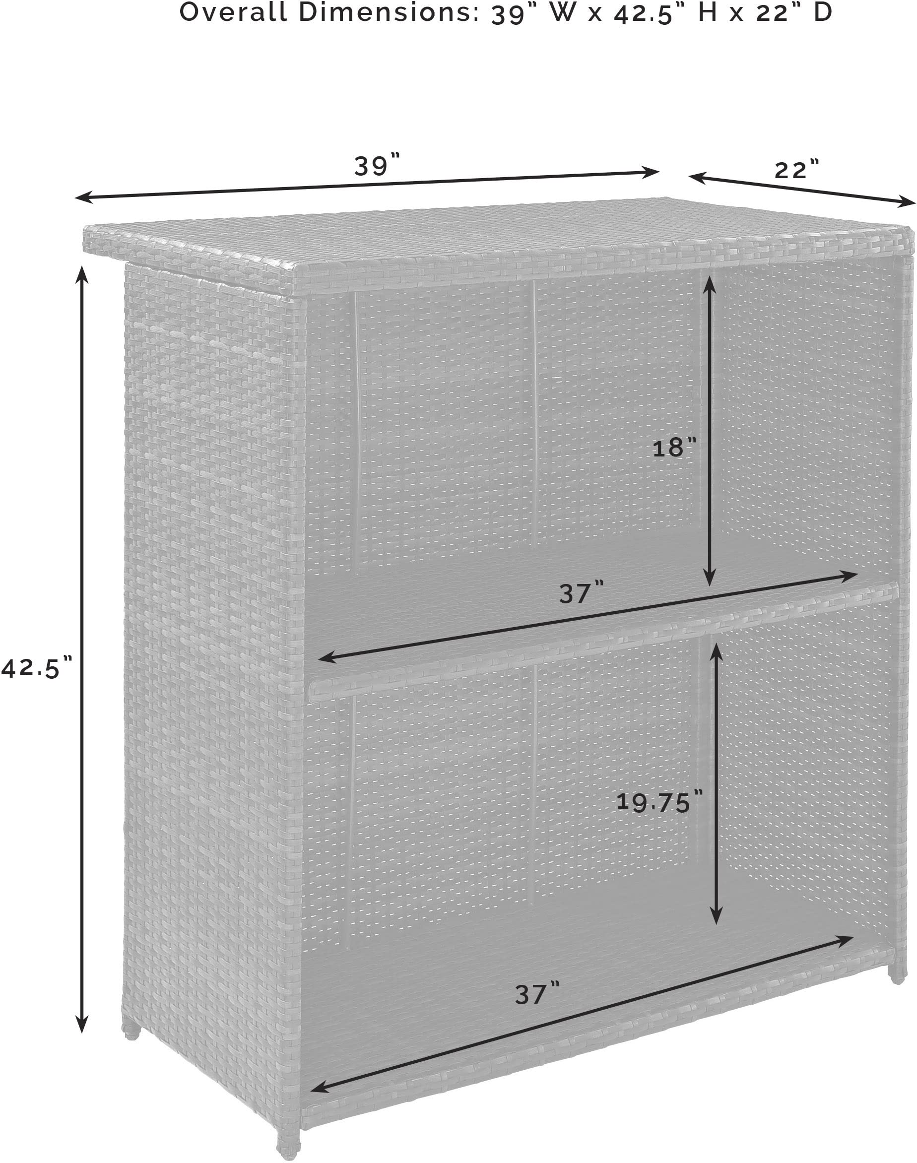 Crosley Furniture Palm Harbor Wicker Outdoor Bar Table with Storage for Backyard, Patio, Deck, Balcony, Brown