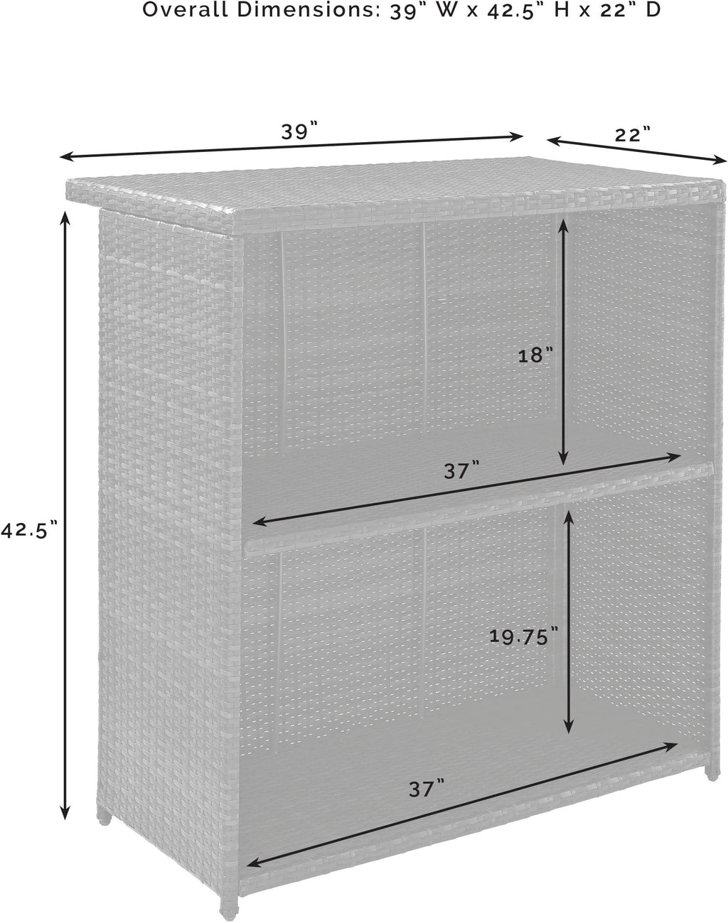 Crosley Furniture Palm Harbor Wicker Outdoor Bar Table with Storage for Backyard, Patio, Deck, Balcony, Brown