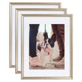 Kate and Laurel Adlynn Wall Picture Frame Set, 14 x 18 matted to 11 x 14, Warm Silver, Set of 3