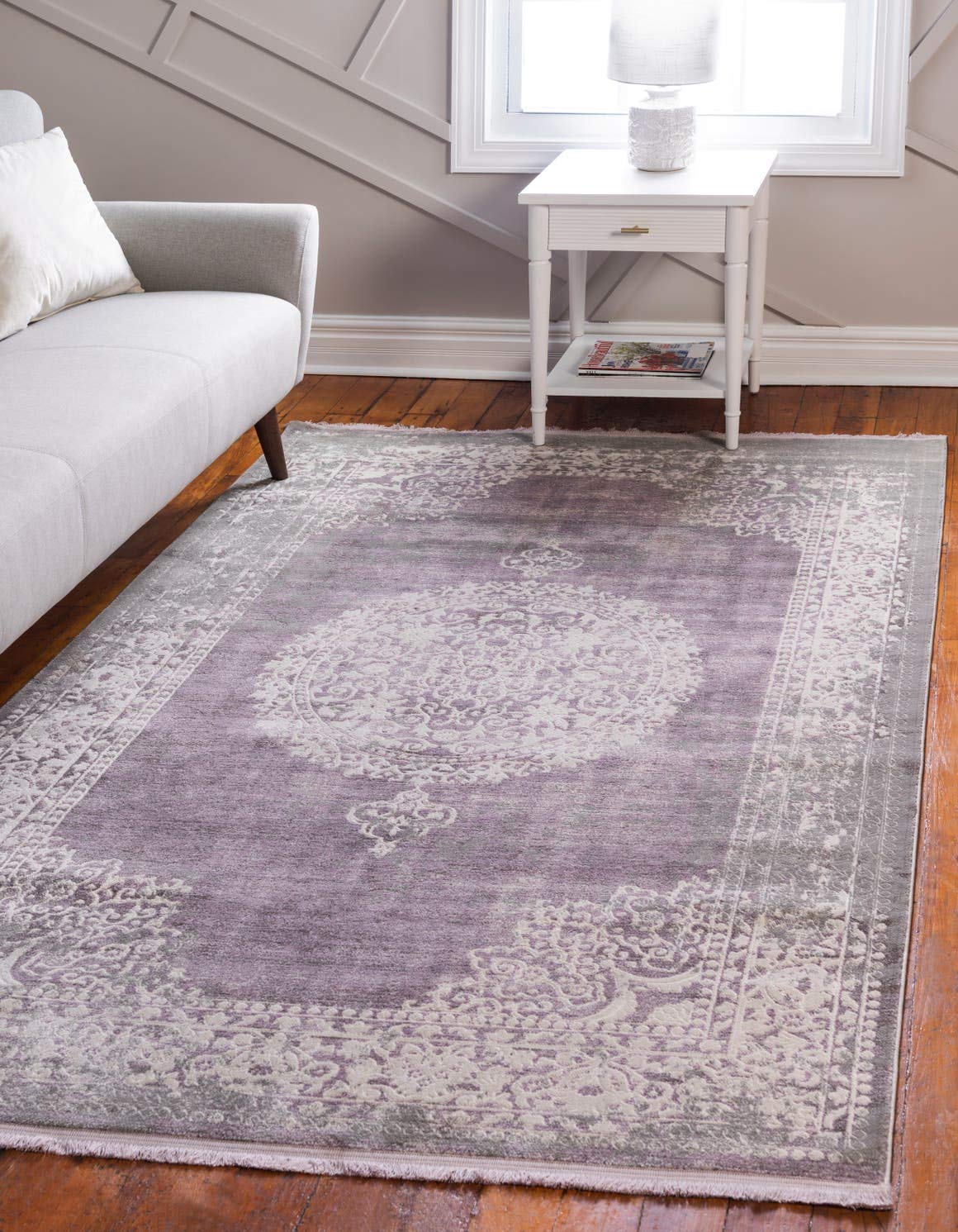 Unique Loom New Classical Collection Area Rug - Olwen (5 1 x 8 Rectangle, Purple/ Gray)