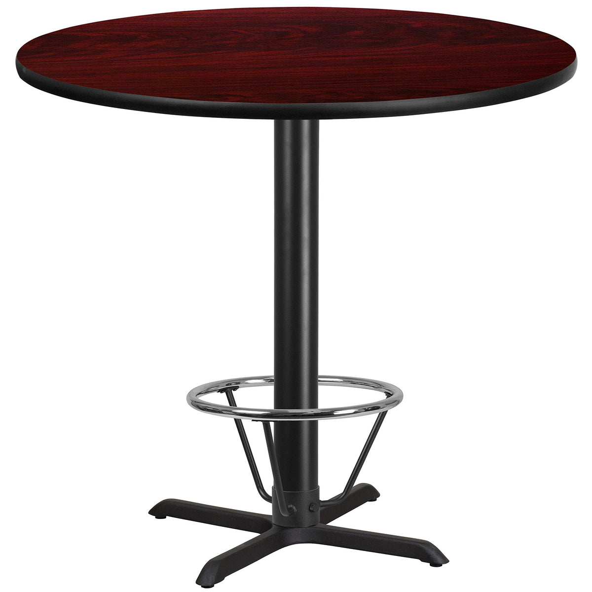 Flash Furniture Stiles 42'' Round Mahogany Laminate Table Top With 33'' X 33'' Bar Height Table Base And Foot Ring