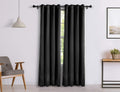 Amazon Brand  Solimo Room Darkening Blackout Door Curtain, 7 Feet, Set of 2 (Black), Eyelet, Solid