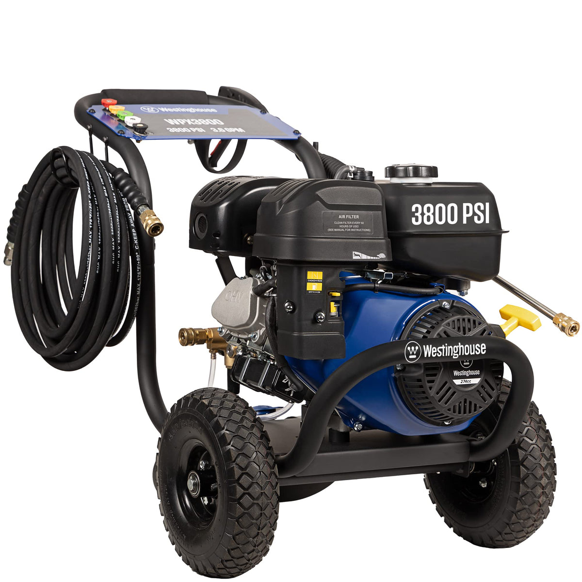 Westinghouse Wpx3800 Gas Pressure Washer, 3800 Psi And 3.6 Max Gpm, Onboard Soap Tank, Spray Gun And Wand, 5 Nozzle Set, Carb Co