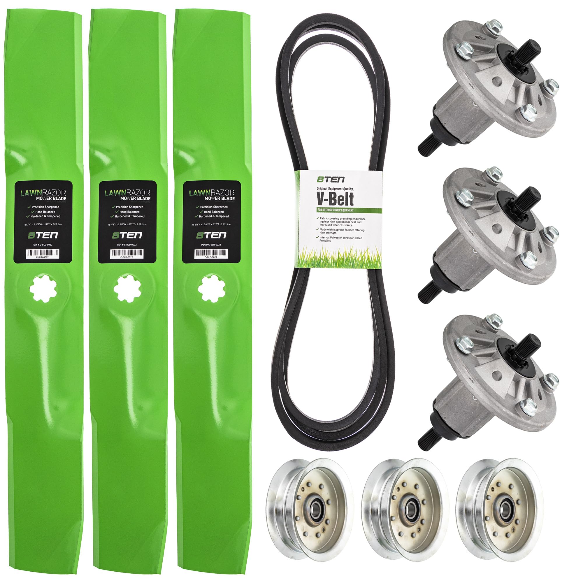 8Ten Deck Rebuild Kit Combo Set Spindle Blade For John Deere D170 G110 190C La175 Gx21395 Gy21099