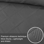 Exclusivo Mezcla Quilt Set King Size, 3 Pieces Grey King Quilt Bedding Set, Lightweight Quilts Soft Bedspreads Modern Striped Co
