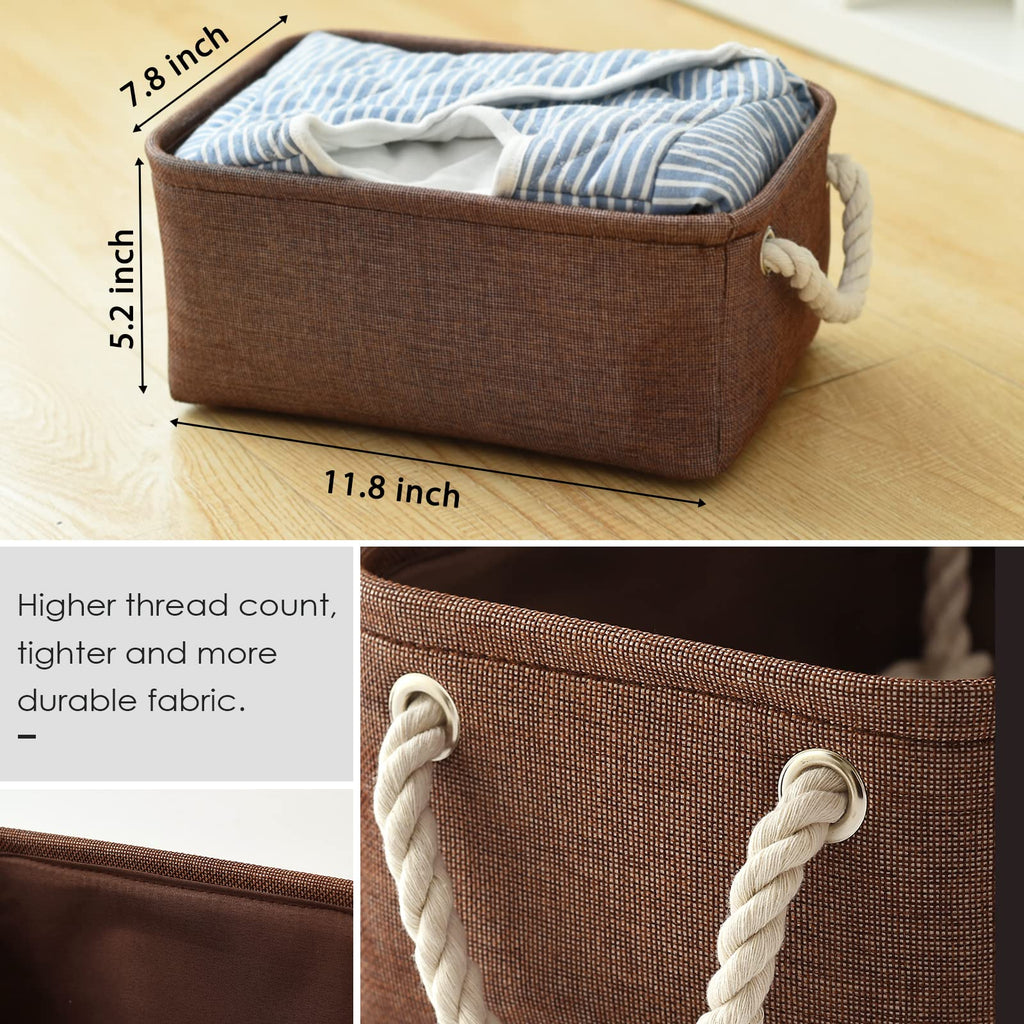 Thewarmhome Small Storage Basket Dog Toy Storage Basket Fabric Basket Canvas Storage Bin With Cotton Rope Handles Baskets For Gi