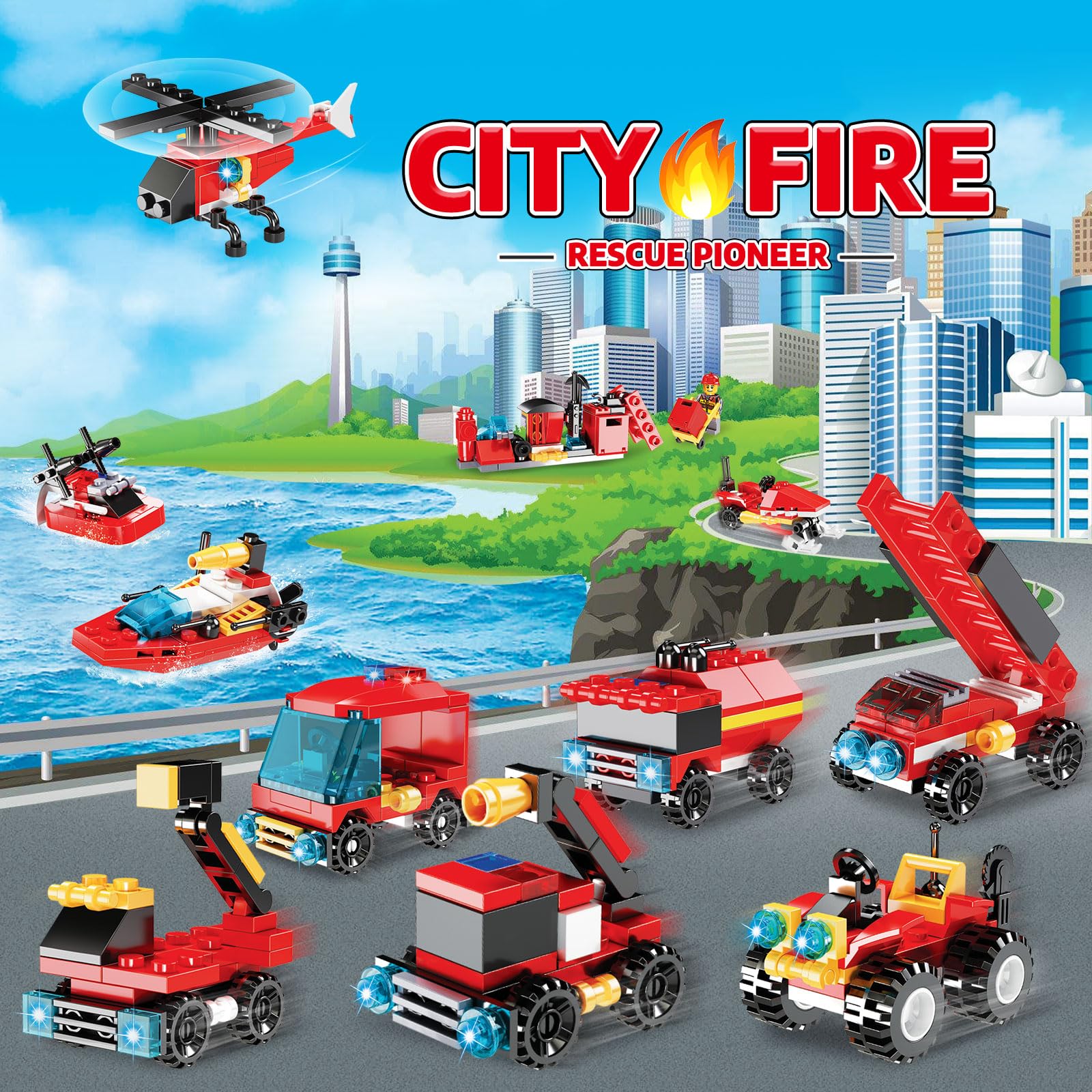 Kids Advent Calendar 2024,24Pcs Fire Truck Play Vehicles Building Blocks For Boys, 24 Days Christmas Countdown Calendar Christma