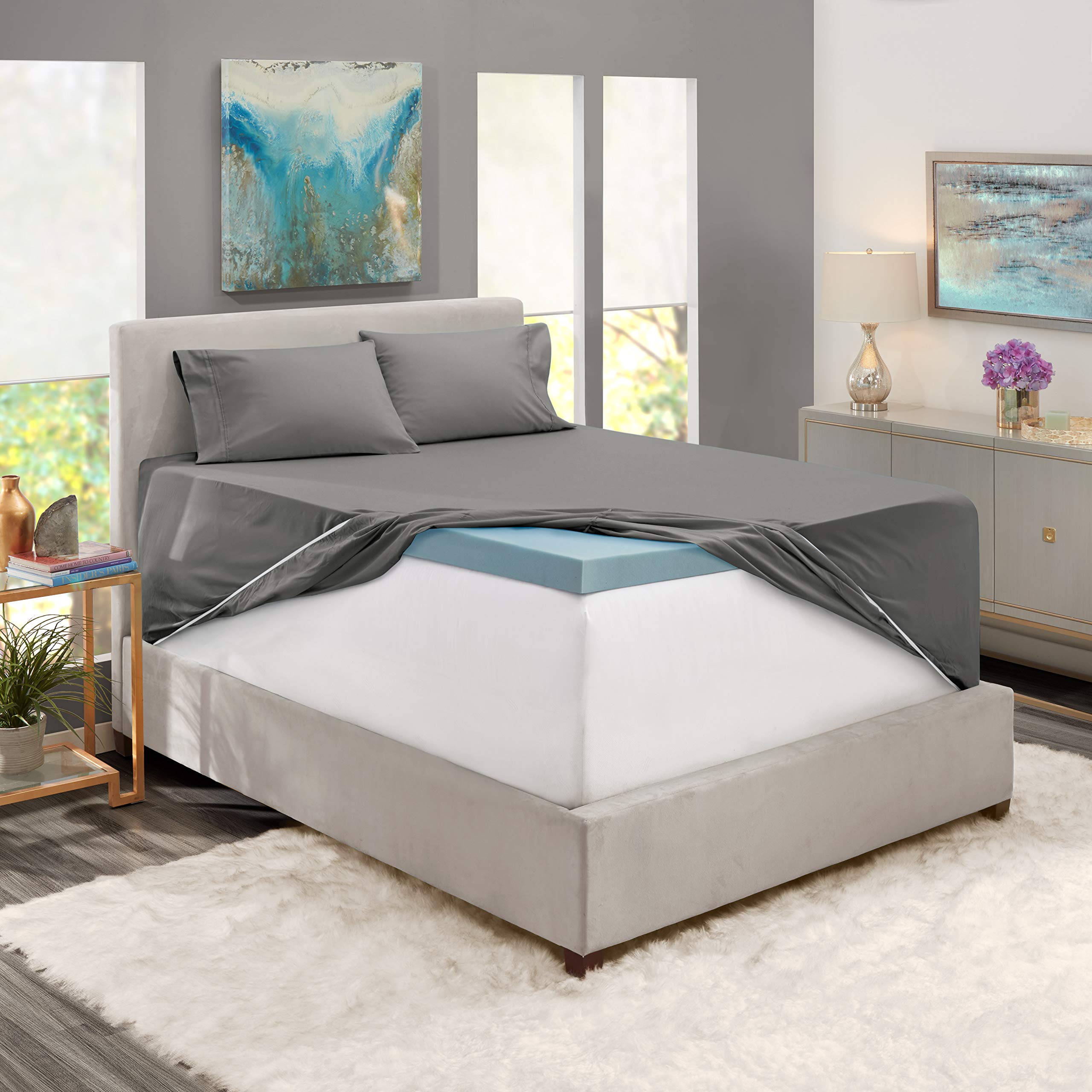 Nestl Extra Deep Pocket Sheets - Fits Mattress 18-24 Inches Deep, Extra Deep Pocket Twin Xl Sheets Sets, 4 Piece Twin Xl Size Sheets, Twin Xl Sheets Deep Pocket, Charcoal Stone Grey Sheets