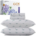 Carressa Linen Luxury Egyptian Cotton Queen Printed Sheet Set - 600 Thread Count Extra Long Staple 4 Pc Set, Dolphin Dance Queen