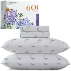 Carressa Linen Luxury Egyptian Cotton Queen Printed Sheet Set - 600 Thread Count Extra Long Staple 4 Pc Set, Dolphin Dance Queen