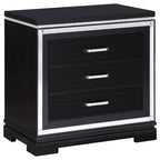 Coaster Home Furnishings Cappola Modern Classic Wood 3-Drawer Bedroom Nightstand Bedside Table Organizer Unit with USB Charging Outlet Black 223362