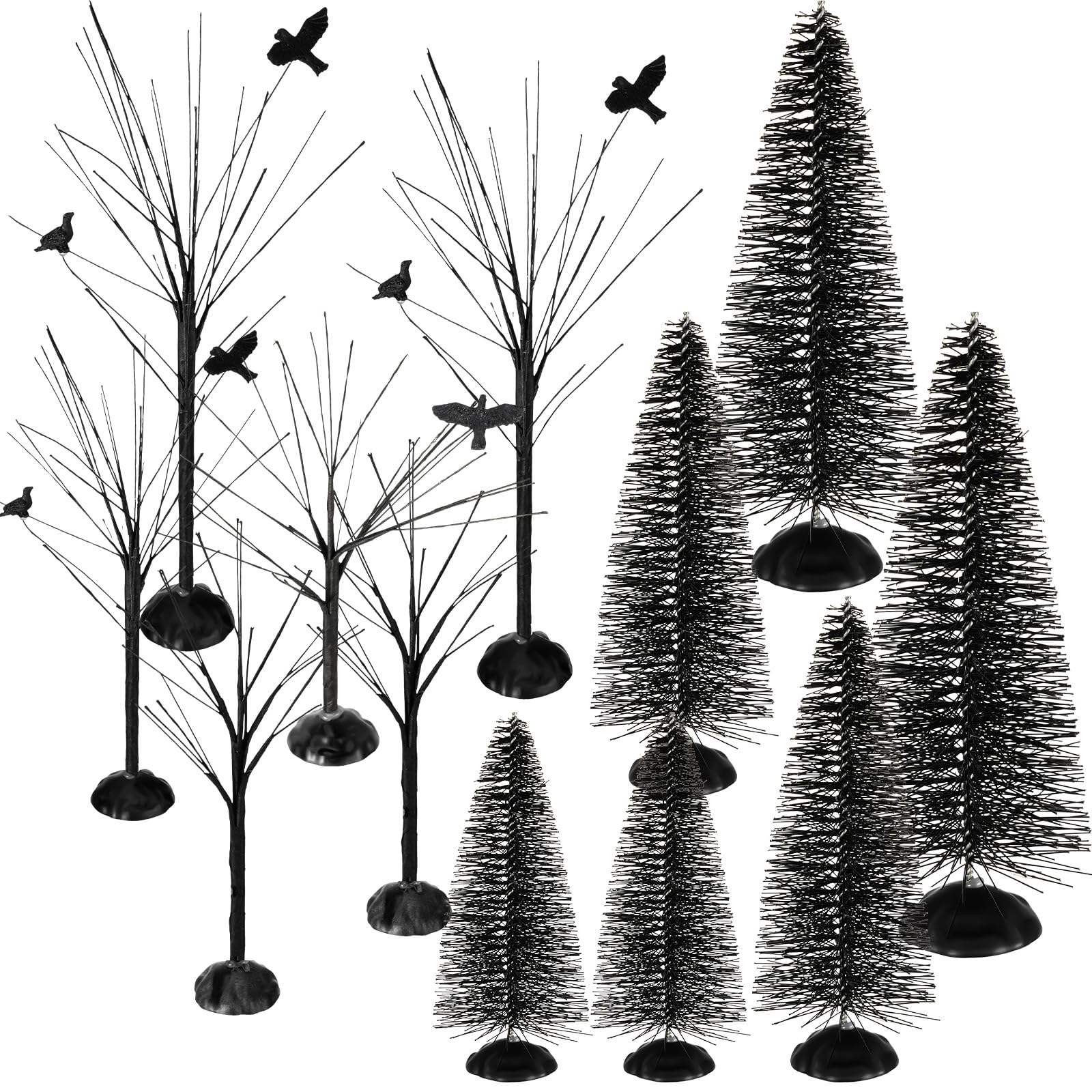 12 Pieces Christmas Tabletop Trees Halloween Village Trees Winter Snow Model Frost Trees Mini Trees Village Trees Christmas Tree