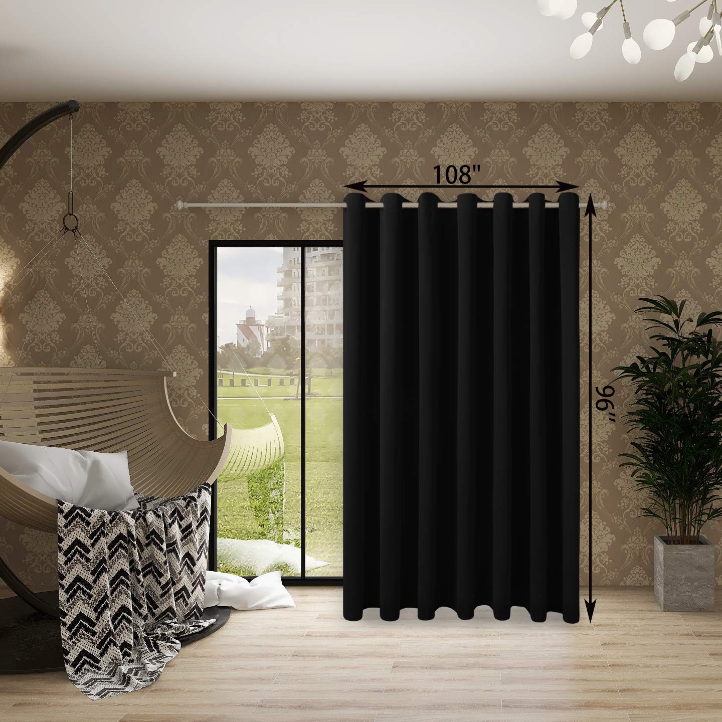 Bonzer Room Divider Curtain Grommet Thermal Insulated Wide Blackout Curtains For Bedroom Living Room, 96L X 108W Inch (8L X 9W F