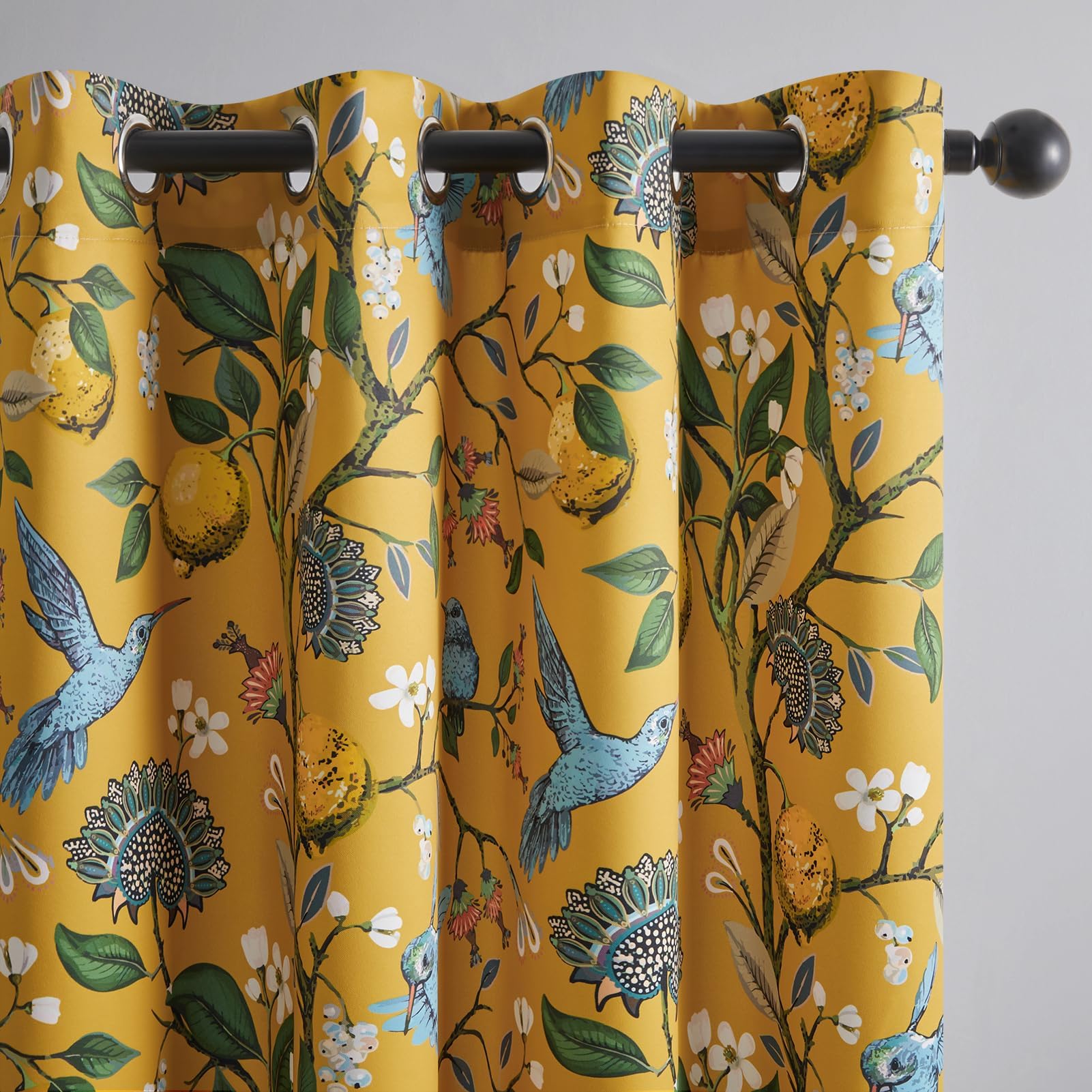 Topfinel Mustard Yellow Luxury Curtains 96 Inches Long For Living Room Bedroom, Blackout Vintage Art Deco Anthropologie Victoria