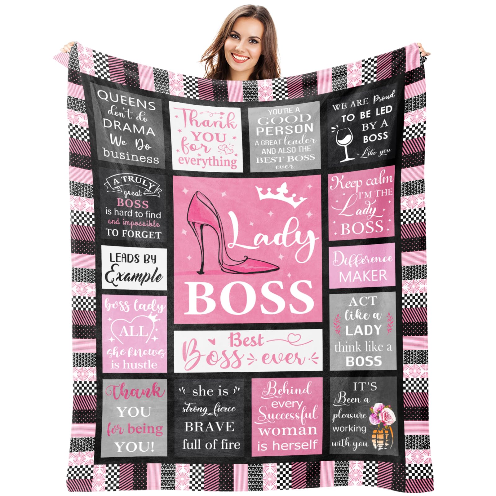 Kazdan Boss Lady Gifts, Boss Lady Gifts For Women, Boss Lady Blanket 50'X60', Boss Day Gifts, Boss Lady Office Decor, Boss Lad