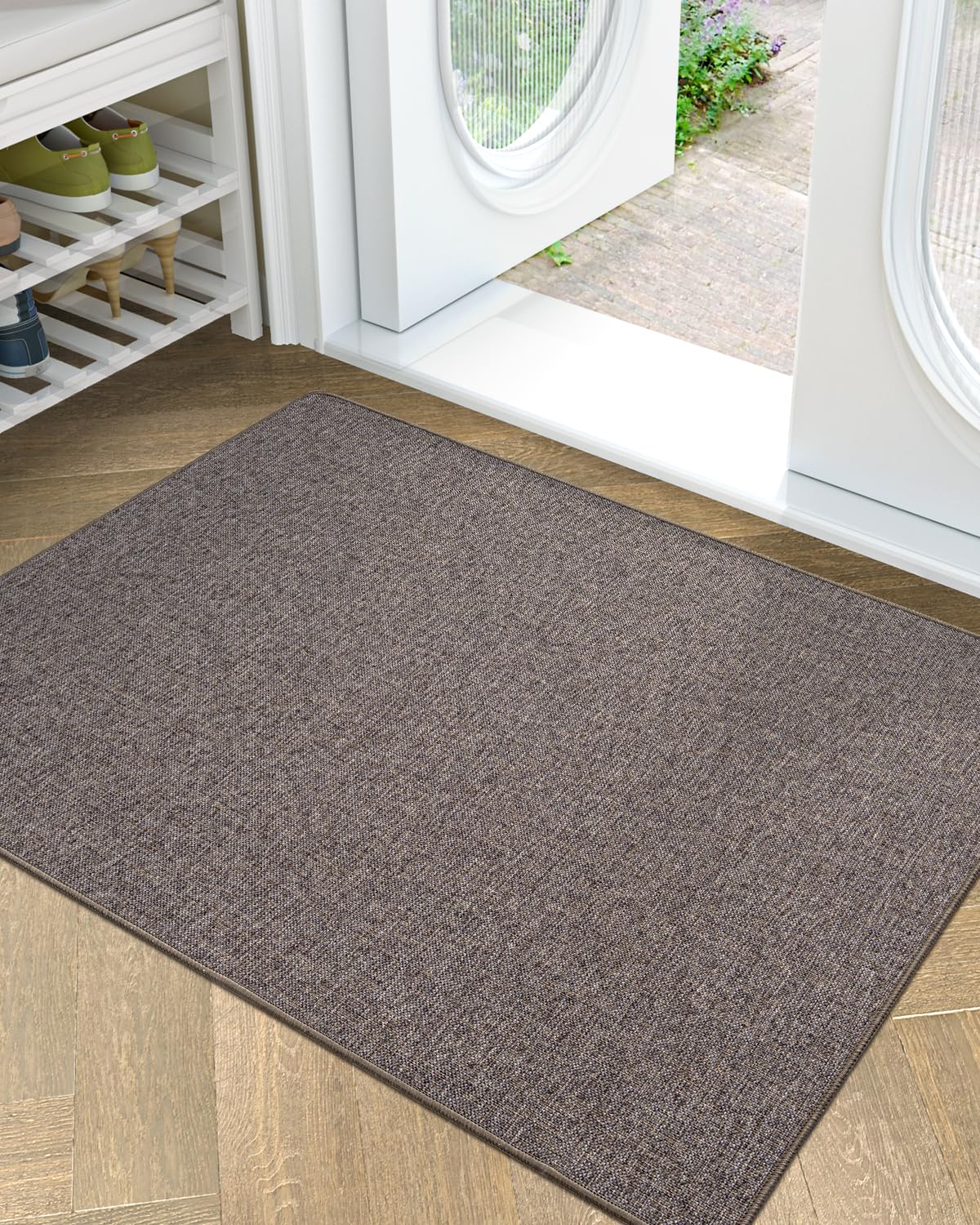 Lumi Large Indoor Door Mat, 32'X47' Non Slip Rubber Backing Entrance Mat, Easy Clean Low Profile Ultra Thin Entryway Mat For I