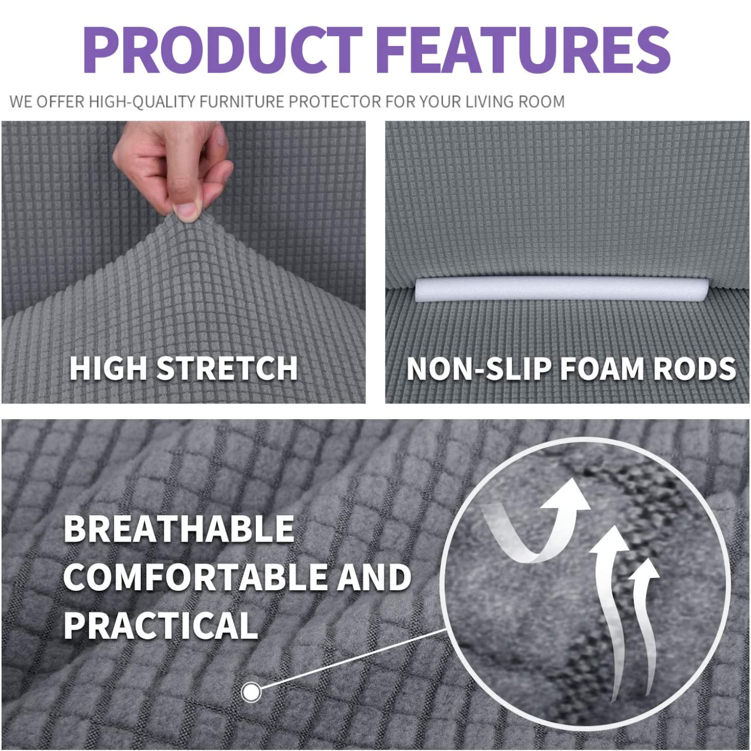 Znsayotx Stretch Oversized Couch Cover Universal Sofa Covers For Living Room Dogs Pet Furniture Protector Spandex Extra Large Sofa Slipcovers With Anti Slip Foam Sticks (Light Grey, Xl Sofa)