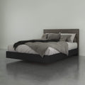 Nexera 2-Piece Bedset with Bed Frame and Headboard, Queen|Bark Grey & Black