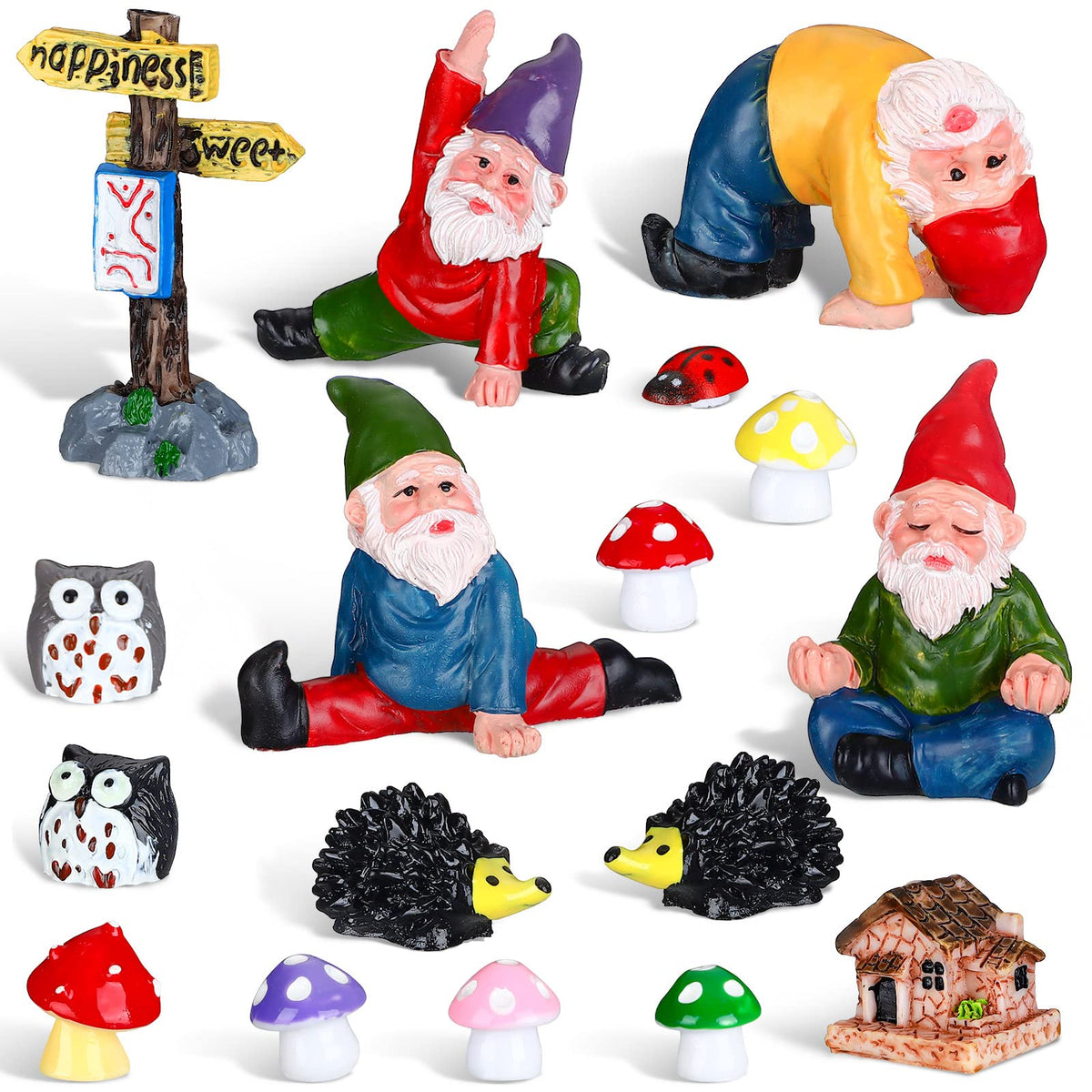 Jetec Gnomes Fairy Resin Statues Miniature Garden Accessories Mini Dwarf Figurine Fairy Miniature Ornament Diy Kit Micro Landsca