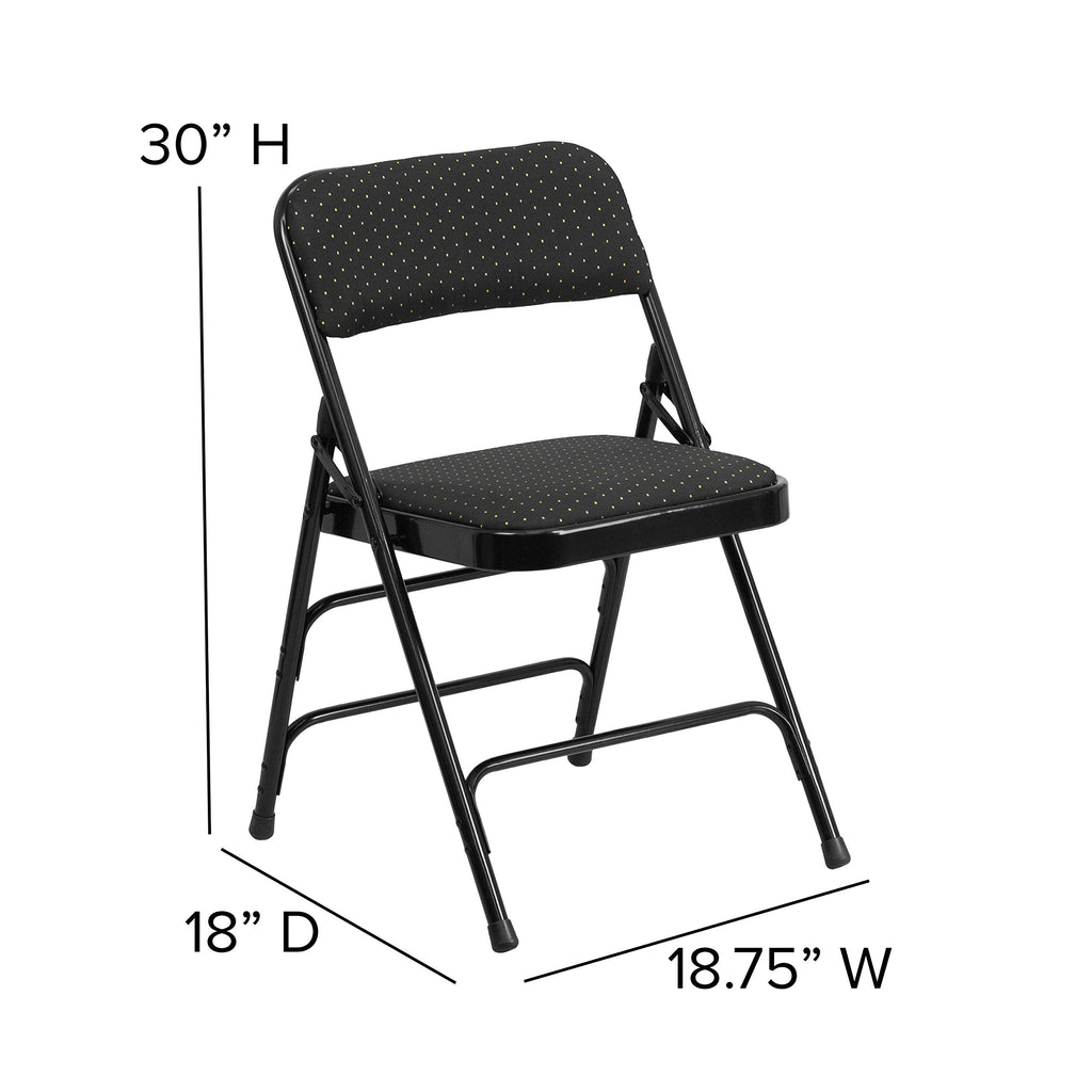 Flash Furniture HERCULES Series Curved Triple Braced & Double Hinged Black Patterned Fabric Metal Folding Chair
