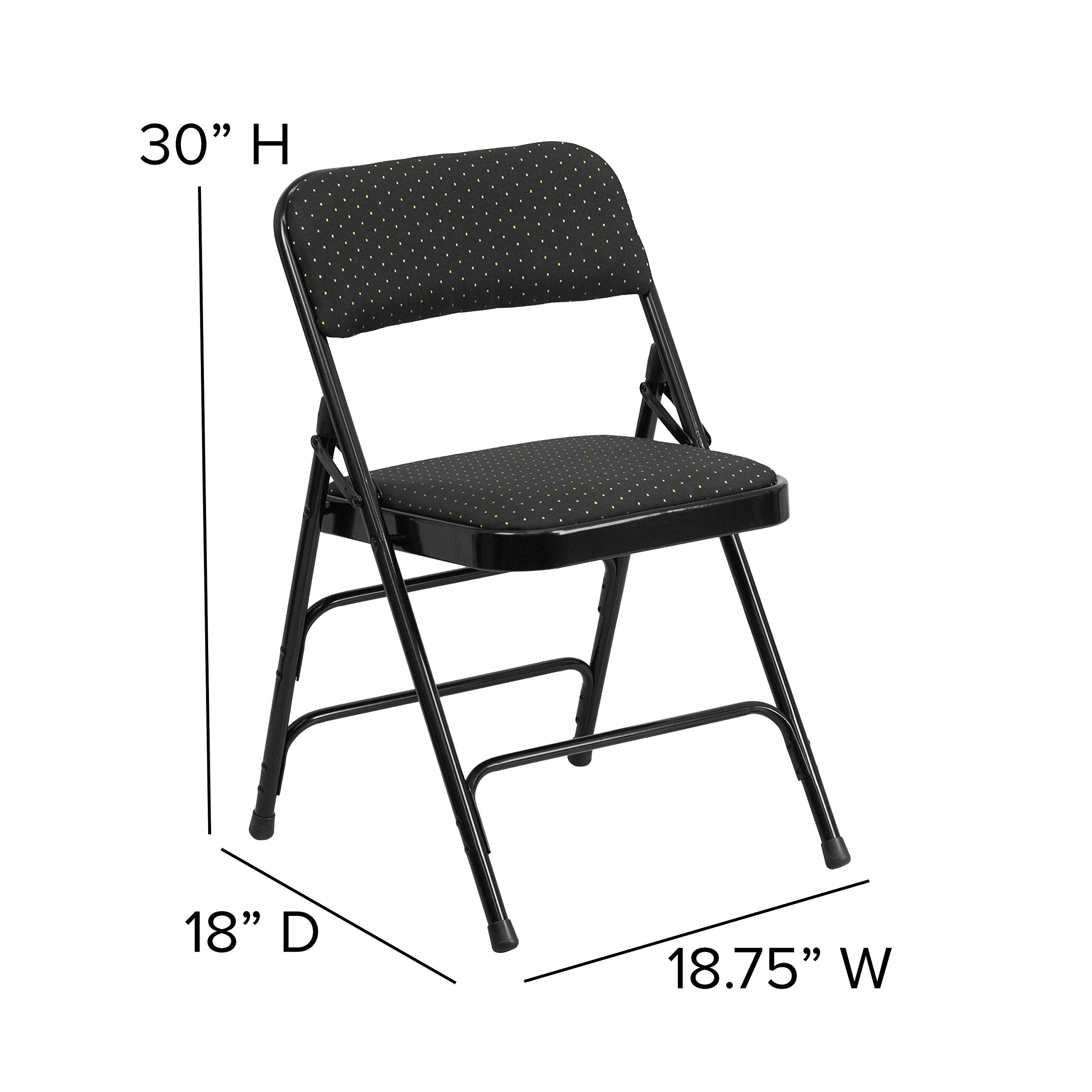 Flash Furniture HERCULES Series Curved Triple Braced & Double Hinged Black Patterned Fabric Metal Folding Chair