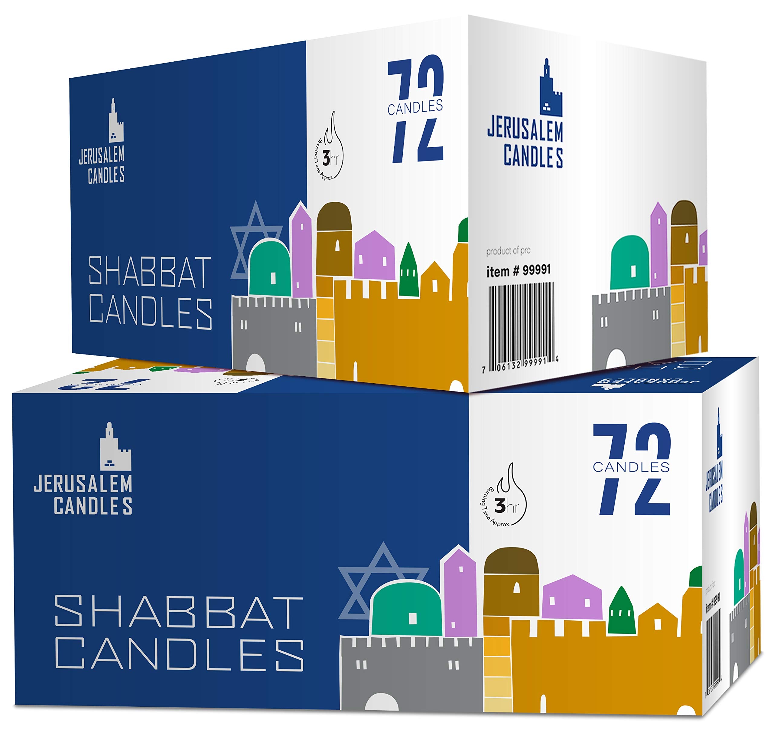 Shabbat Candles - Traditional Shabbos Candles - 3 Hour - 2-Pack x 72 Candles, (144 Candles)