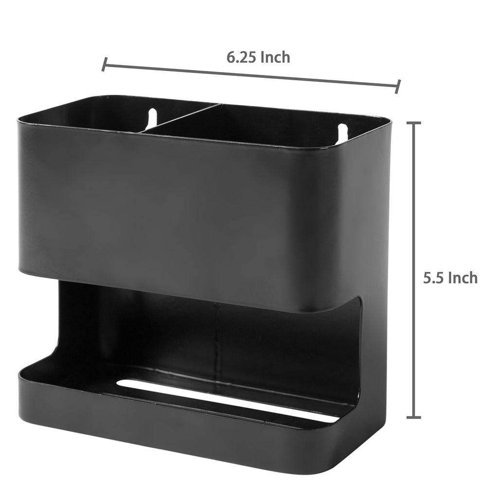 Mygift Black Metal Wall Mount Hair Tools Holder With 2 Slots, Salon Hair Styling Accessories Organizer Rack, Blow Dryer, Straigh