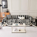 Vclife Boho Couch Cover Modern White Black Triangle Plaid Sectional Sofa Cover For Dog Soft Chenille Couch Cover For 3 Cushion C