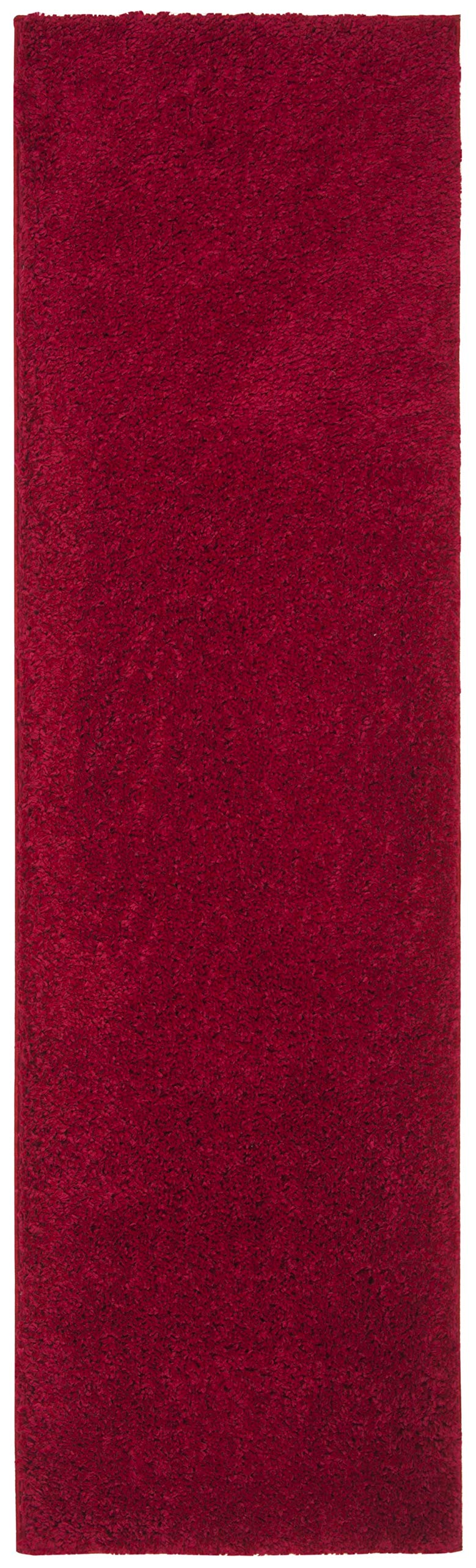 Safavieh August Shag Collection Runner Rug - 2'3'' X 8', Red, Solid Design, Non-Shedding & Easy Care, 1.2-Inch Thick Ideal For H