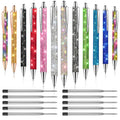 Zsmkjiaye 12Pcs Rhinestone Pens Bling Metal Ballpoint Diamond Pens Bulk Fancy Sparkly Crystal Press Retractable Black Ink 0.7Mm