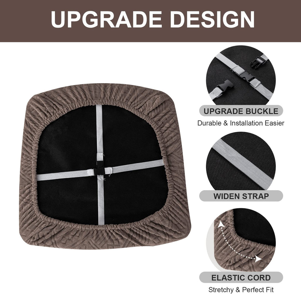 Genina Waterproof Chair Seat Covers Dining Room Chair Covers Stretch Seat Cover For Dinning Room Chair Protector Slipcovers For Kitchen, Hotel (4, Pattern1-Taupe)