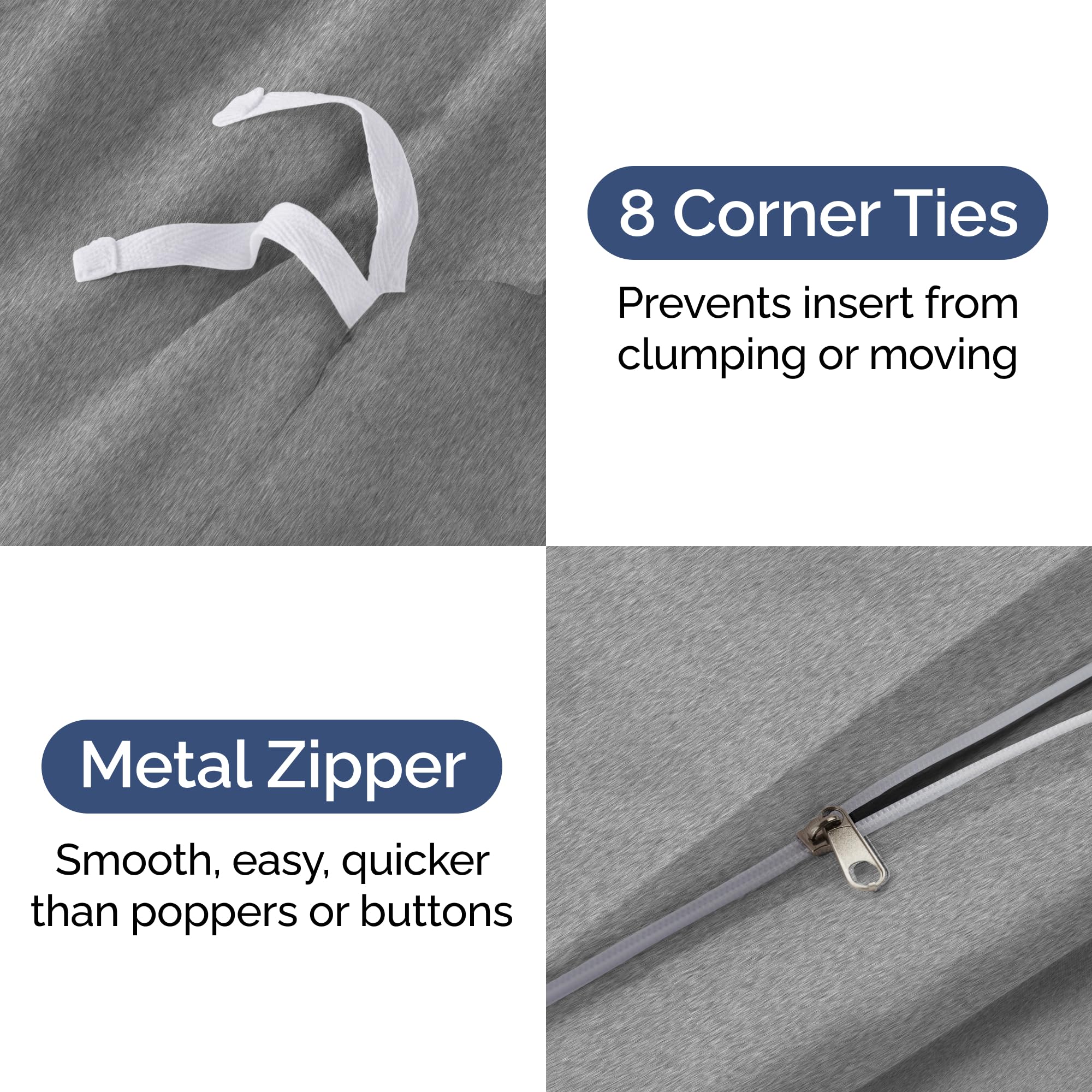 Duvet Cover Twin Size Set - Extra Soft Twin/Twin Xl Size Duvet Cover - 68' X 90' Twin Duvet Cover W/ 1 Pillow Sham - Easy Care & Fade Free - Comforter Cover W/ Zipper Closures & Ties (Heathered Grey)