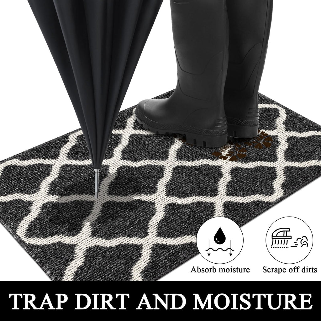 Shacos Black Runner Rug 2X8 Ft Washable Entryway Runner Rugs Non Slip Rubber Backing Hallway Rug Runner Stain Resistant Kitchen