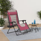Best Choice Products Oversized Padded Zero Gravity Chair, Folding Outdoor Patio Recliner, Xl Anti Gravity Lounger For Backyard W/Headrest, Cup Holder, Side Tray, Polyester Mesh - Pink/Taupe