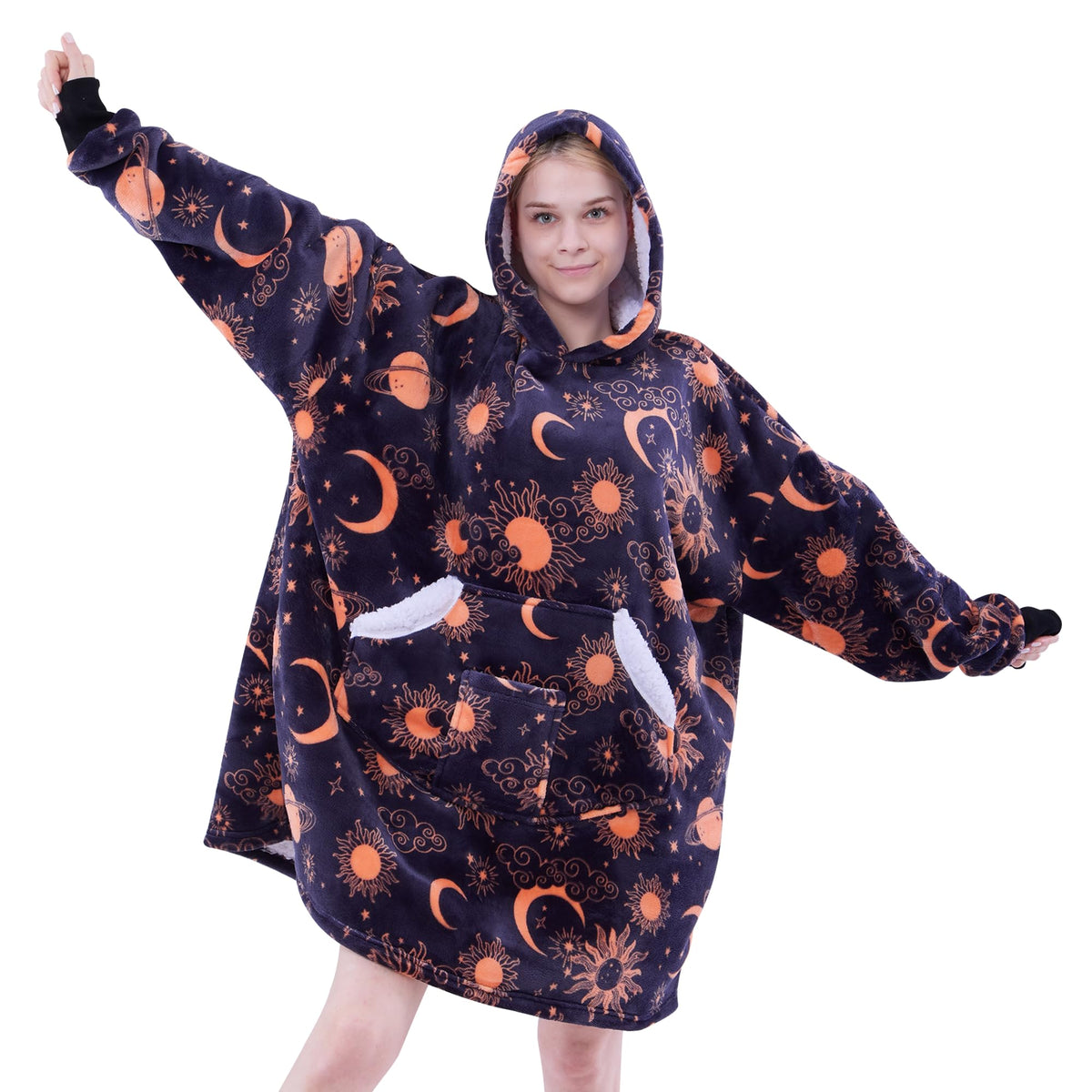 Nord Eco Wearable Blanket Hoodie For Adult Women Sherpa Fleece Hooded Sweatshirt Blanket, Cozy Blanket Hoodie With Sleeves Extra